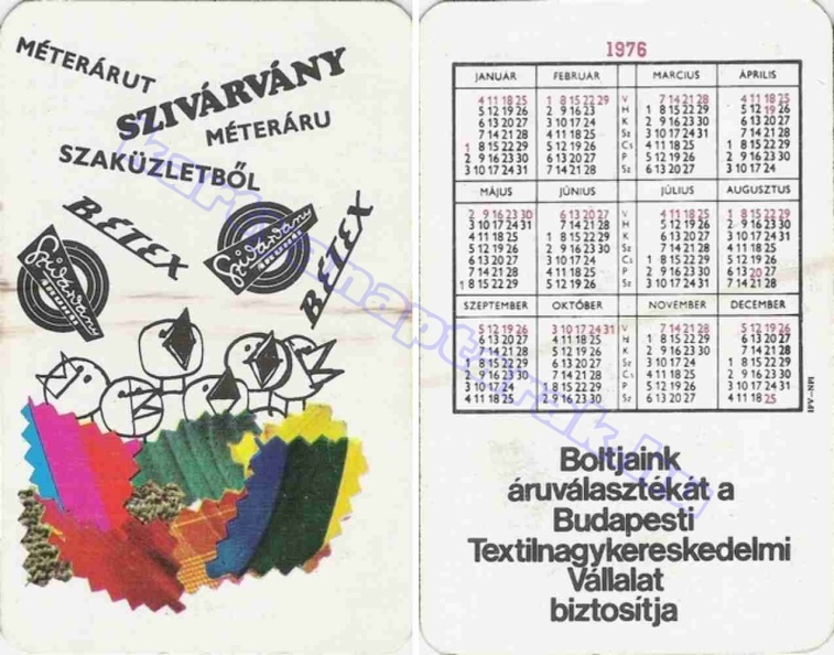 MÉTERÁRUT SZIVÁRVÁNY SZAKÜZLETBŐL BÉTEX BOLTJAINK ÁRUVÁLASZTÉKÁT A BUDAPESTI TEXTILNAGYKERESKEDELMI VÁLLALAT BIZTOSÍTJA 1976_0267.jpg